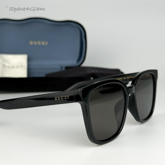 Gucci Women Sunglasses Black Brown Polarized Square GG1346SK 002 NEW main image 5